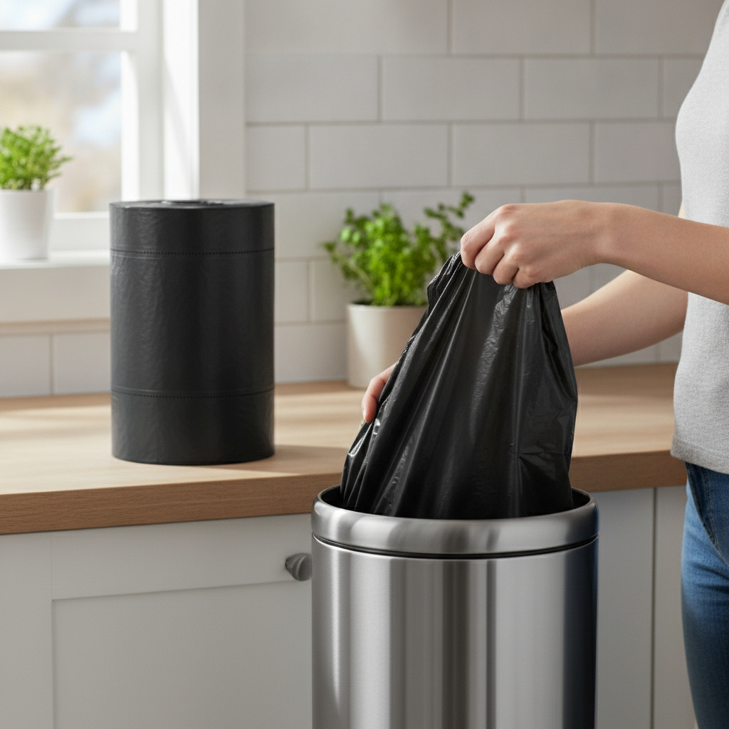 Dust Bin Bags (Roll) in everyday use